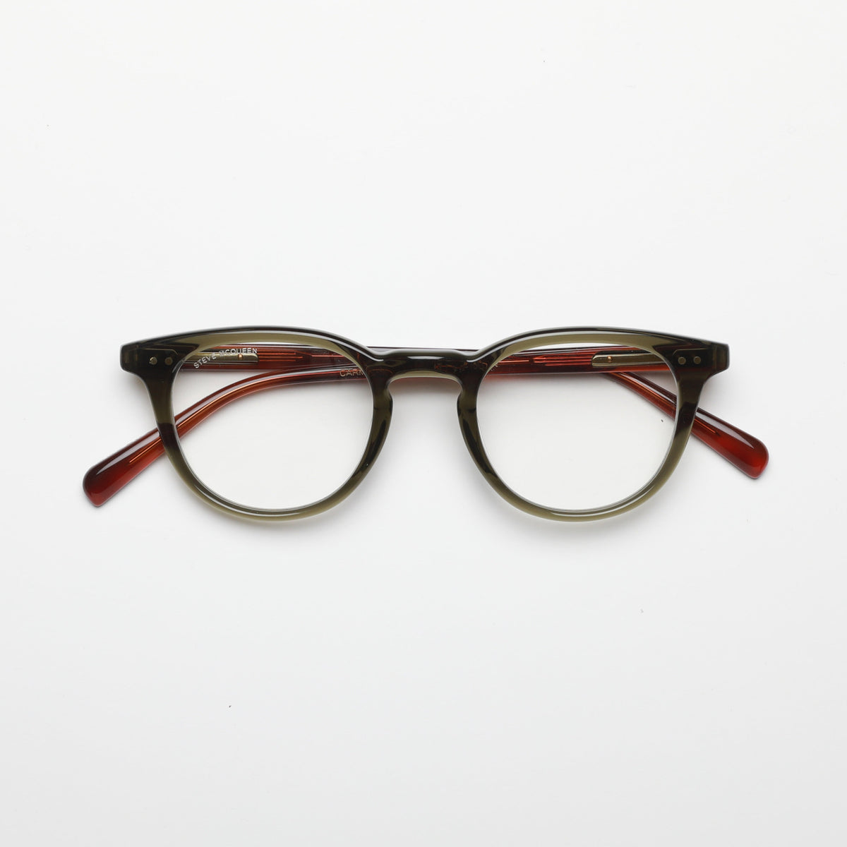 Steve McQueen Carmel — Crystal Khaki & Tortoise Temples — official view 1