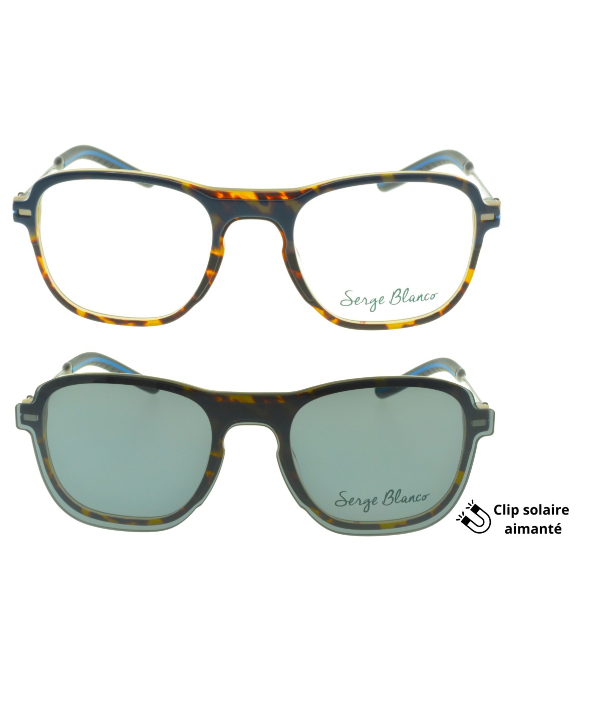 Serge Blanco PE328_3 — BLUE / TORTOISE, front view