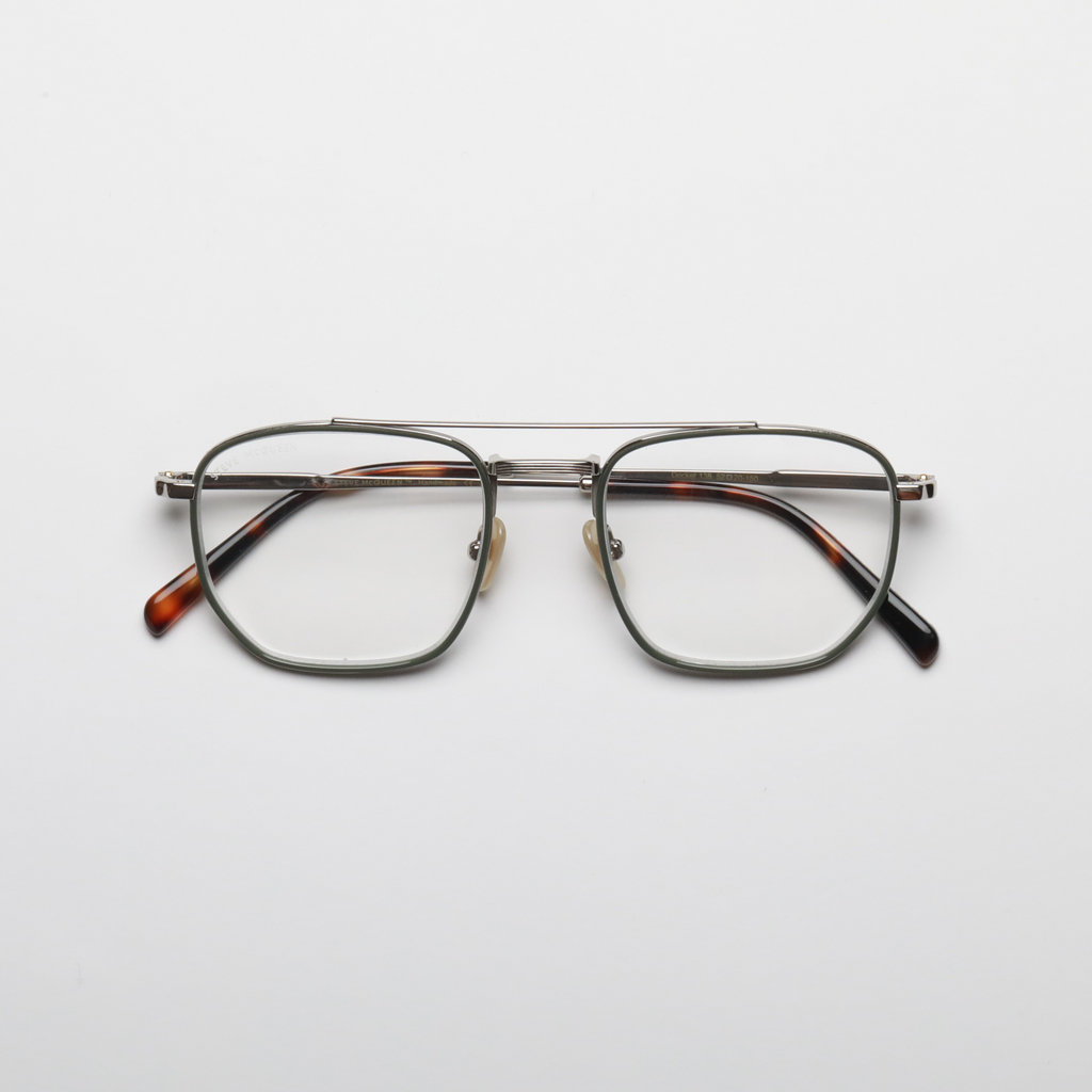 Steve McQueen DOCKER Optical 138 — Light Shiny Silver Green