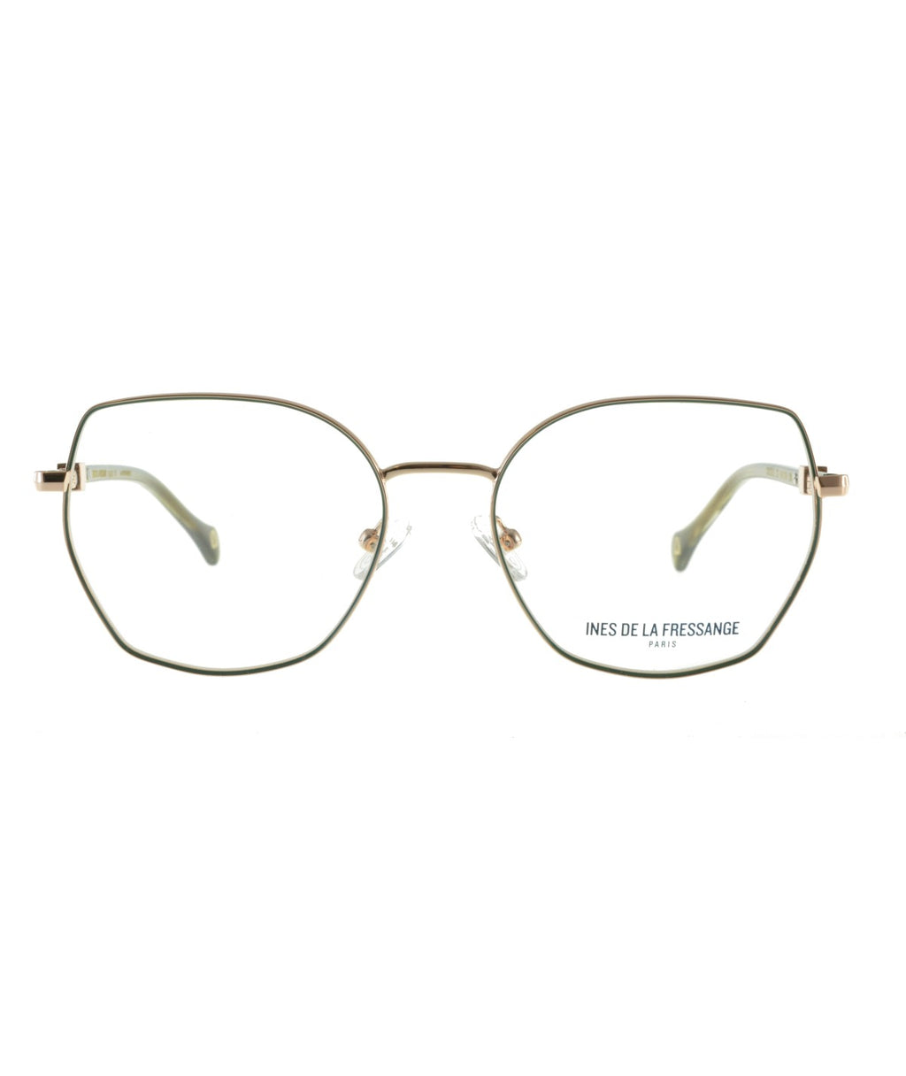 Inès de la Fressange Paris CECILE (C3) GREEN / ROSE GOLD eyeglass frame – front view