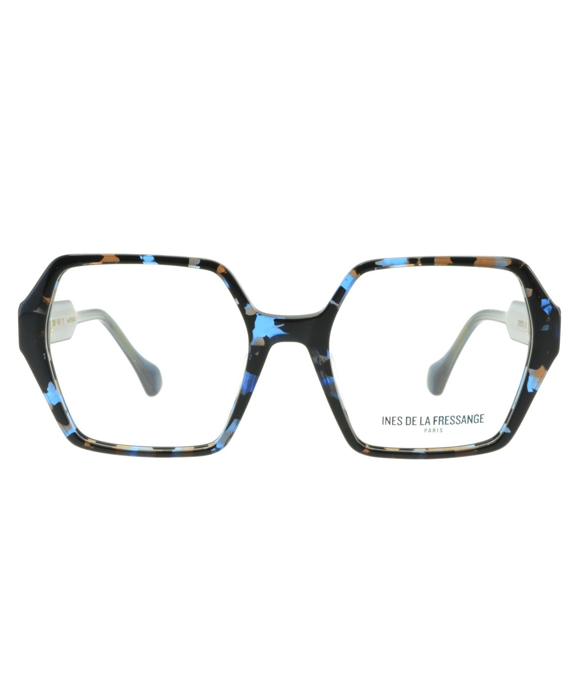 Inès de la Fressange Paris JUDITH c1 blue marble eyeglass frame – front view