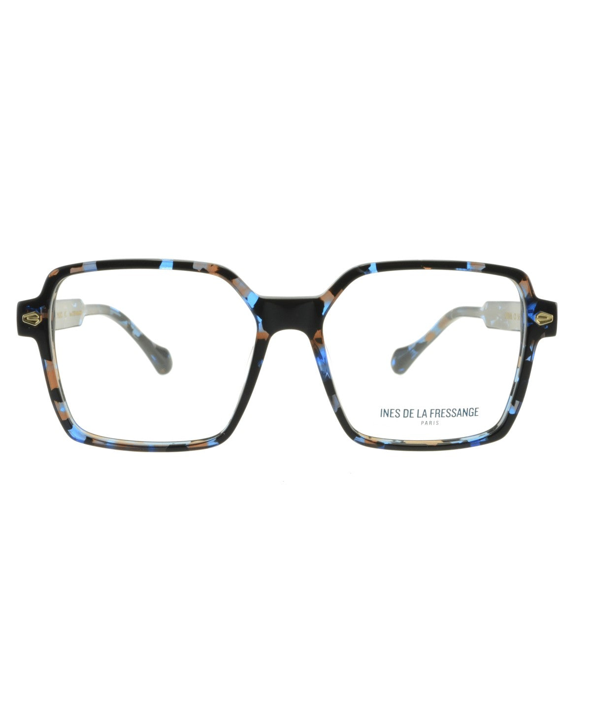 Inès de la Fressange Paris OYANA c2 blue tortoiseshell eyeglass frame – front view