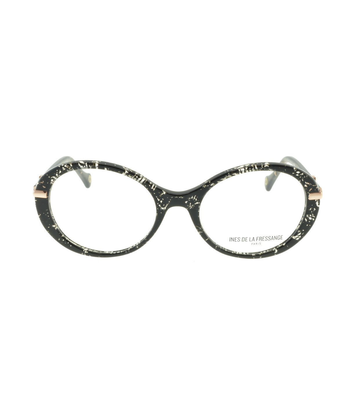 Inès de la Fressange Paris RACHEL c1 black texture eyeglass frame – front view